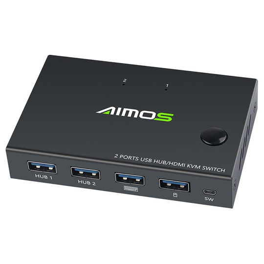 AIMOS USB HDMI KVM Switch Box Video Switch Display 4K Splitter KVM Switch för 2 PC Dela Switcher Tangentbord Mus Skrivar