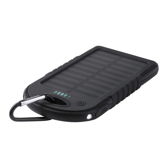 Powerbank Aurinkokennoilla, 4000 mAh - Musta