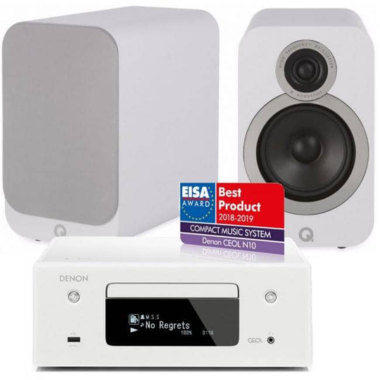 Denon CEOL + Q-Acoustics 3020i stereopaketti, valkoinen