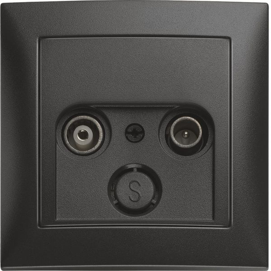 Hager 6345151606 Antennipistorasia 75 ohmia, vaimennus 15 dB, IP20 Antrasiittiharmaa