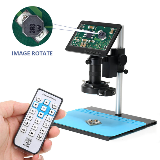Ny 2022 7-tums LCD HD Videomikroskop 150X C-monterad digital mikroskopkamera med metallstativ Professionella reparations