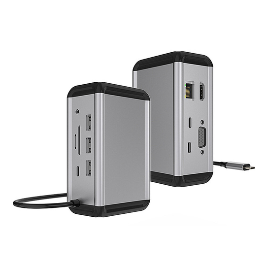 Basix 12-i-1 Typ-C Dockningsstation Vertikal USB-C Hub Splitter Adapter med USB2.0 USB3.0 USB-C 2.0 3.0 100W USB-C PD 4K