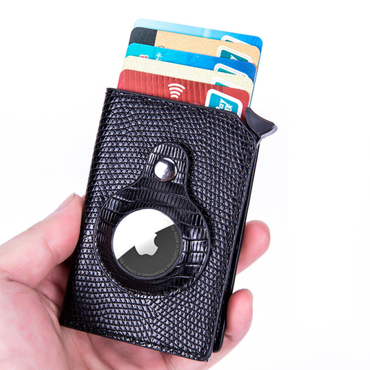 Airtag Män Plånbok Visitkort Bok Multifunktionell RFID Ödlor Mönster Läder Plånbok med Kreditkortshållare Myntväska för
