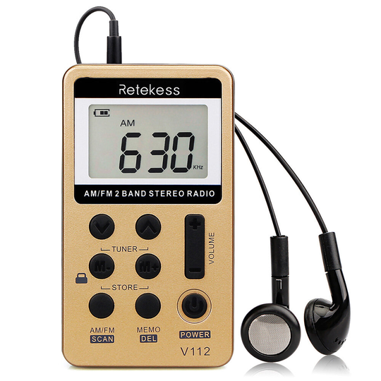 Retekes V-112 FM-radio Bärbar Mini Radio FM AM 2 Band Stereo Radio Digital Tuning Handhållen Digital Pocket Radio