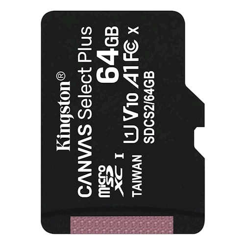 Kingston Muistikortti microSDXC Canvas Select Plus ( 64GB | class 10 | UHS-I | 100 MB/s)