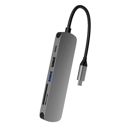 Basix 6-i-1 Typ-C Dockningsstation USB-C Hub med USB-C PD3.0 USB2.0 USB3.0 TF SD-kortplats 4K HDMI-kompatibel splitterad
