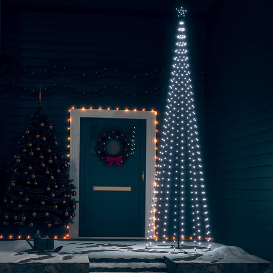 vidaXL Kartio joulukuusi 400 kylmän valkoista LED-valoa 100x360 cm