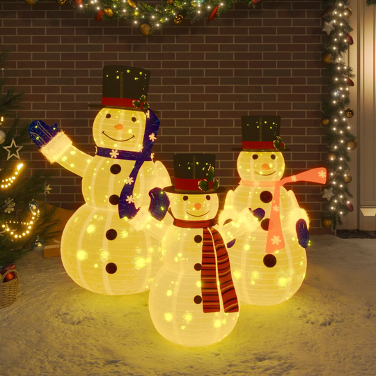 vidaXL Lumiukkoperhe joulukoriste LED-valoilla ylellinen kangas