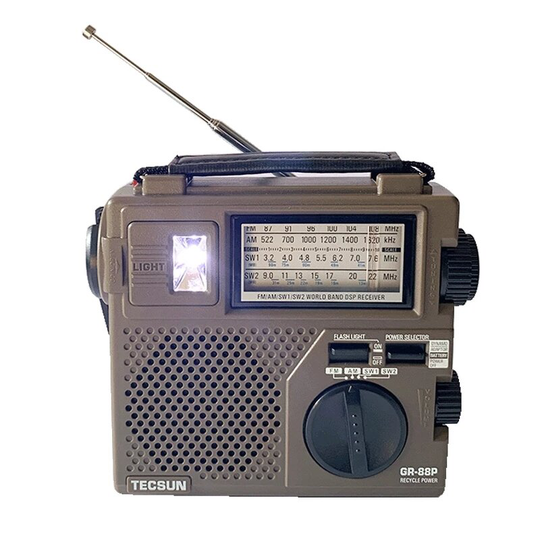 TECSUN GR-88P Digital radiomottagare Nödljus Radio Dynamo Radio med inbyggd högtalare Manuell handkraft