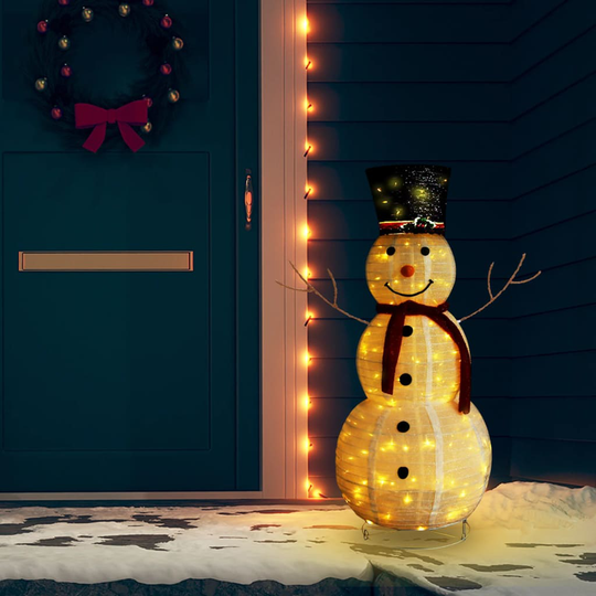 vidaXL Lumiukko joulukoriste LED-valoilla ylellinen kangas 120 cm