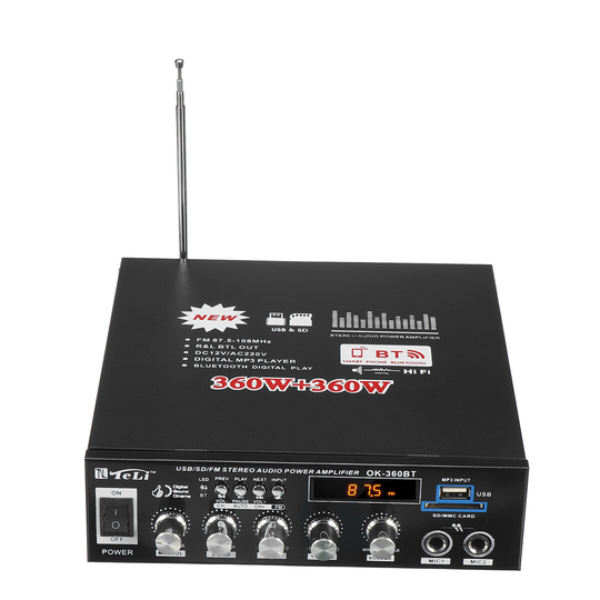 360W+360W bluetooth effektförstärkare MP3-spelare FM stereoradio U Disk SD-kort Hifi digital förstärkare