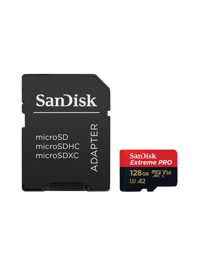 Sandisk extreme pro 128gb microsdxc (200mb/s) uhs-i (u3 / v30 / a2 / c10) muistikortti