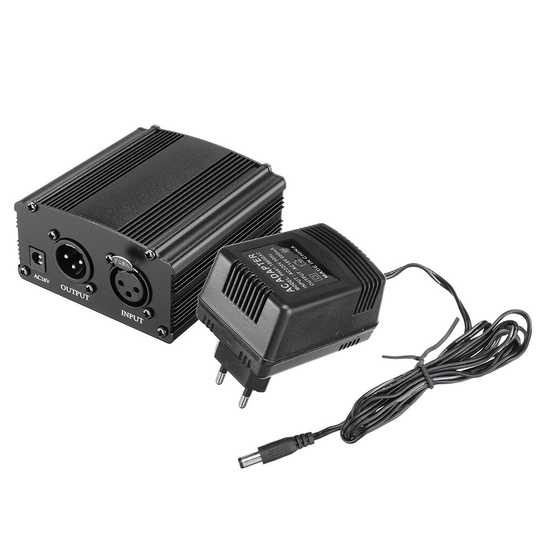 48V Phantom Ström för BM 800 kondensatormikrofon Studioinspelning Karaoke-leveransutrustning EU / US Plug Audio Adapter