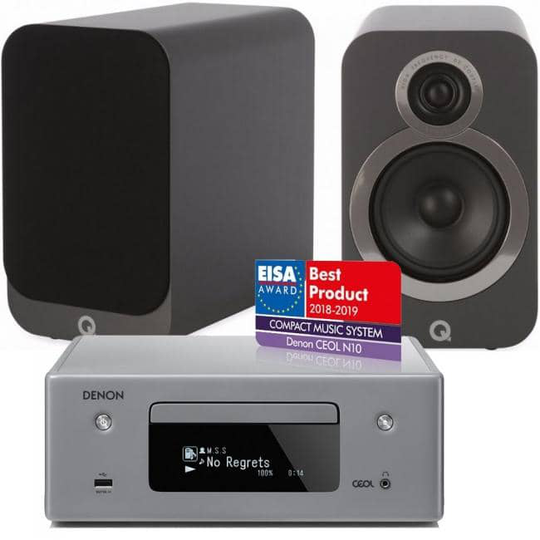 Denon CEOL + Q-Acoustics 3020i stereopaketti, harmaa