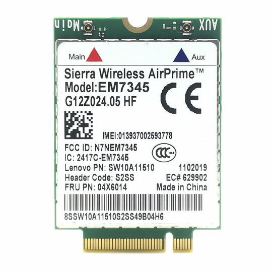 4G LTE mobilt bredband 4G-kort EM7345-modul för Lenovo