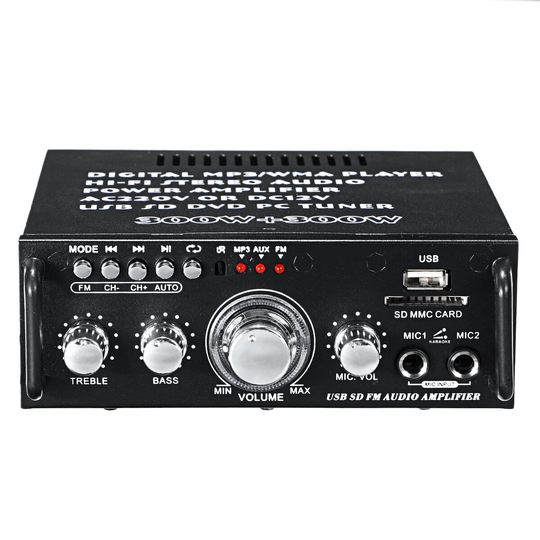 AV-263BT 2x300W 110-220V bluetooth Audio Effektförstärkare EQ Stereo AMP Car Home 2CH AUX USB FM SD HIFI Digital Radio