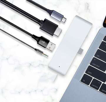 Mindpure USB Nav Multifunktionell Typ-C till USB3.0 + HDMI + AUDIO3.5 + PD Datasändningshastighet Hög temperaturresisten