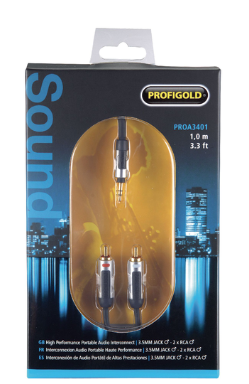 Stereo äänikaapeli 3 5 mm uros - 2x RCA uros 1 00 m musta